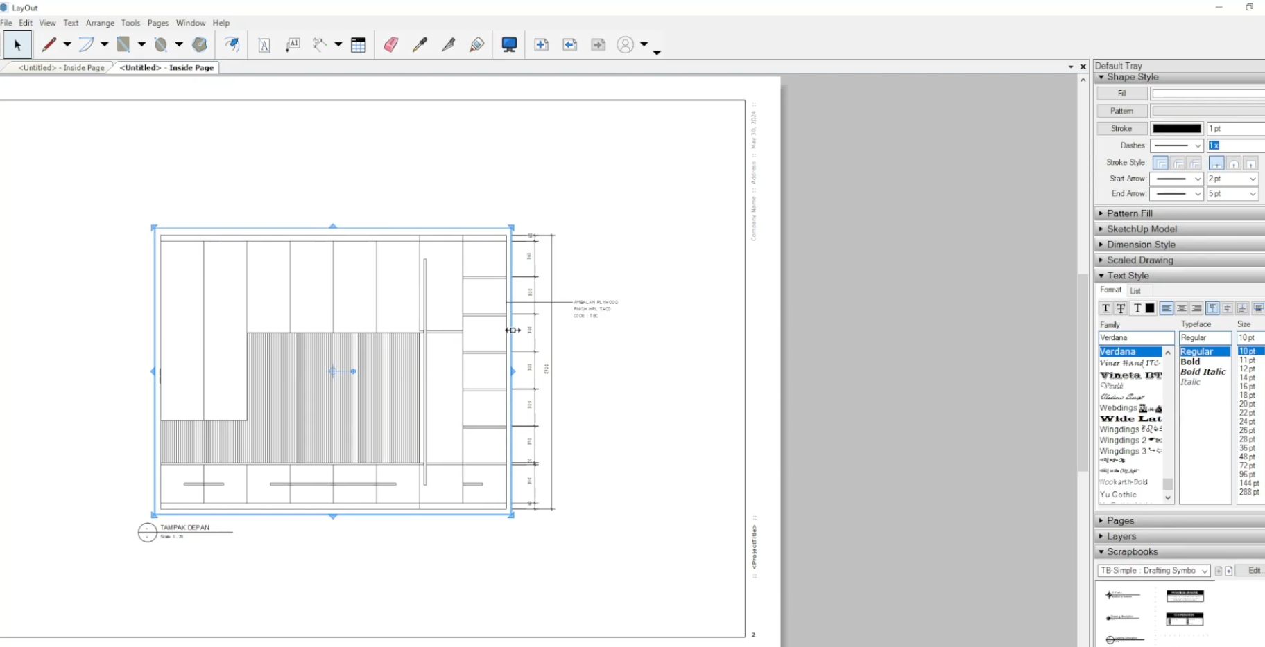 Pembuatan Gambar Kerja Interior dengan Sketchup layout