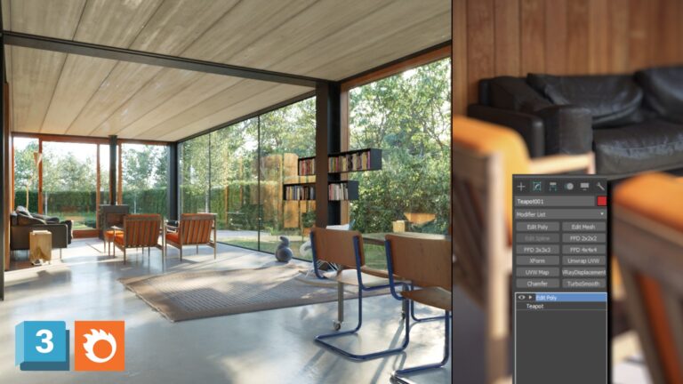 membuat render living room menggunakan 3dsmax corona