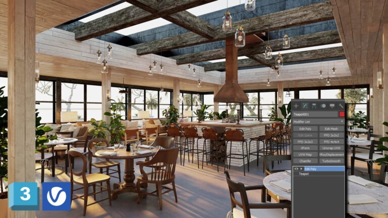 Render restaurant dengan 3DSMAX & V-Ray