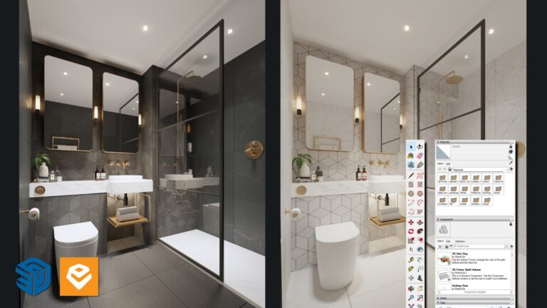 render ruang tertutup dengan sketchup dan enscape