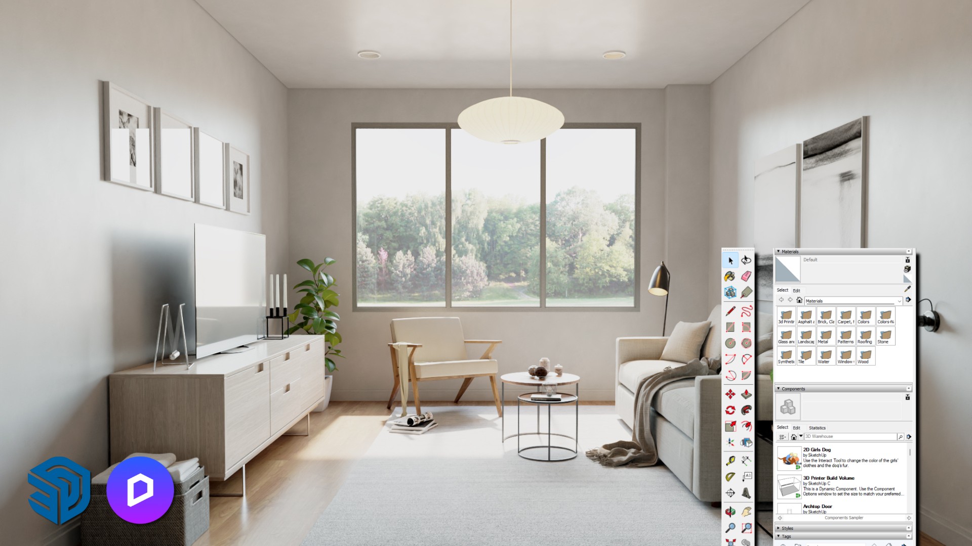 Render Small Living Room Menggunakan Sketchup & D5 Render