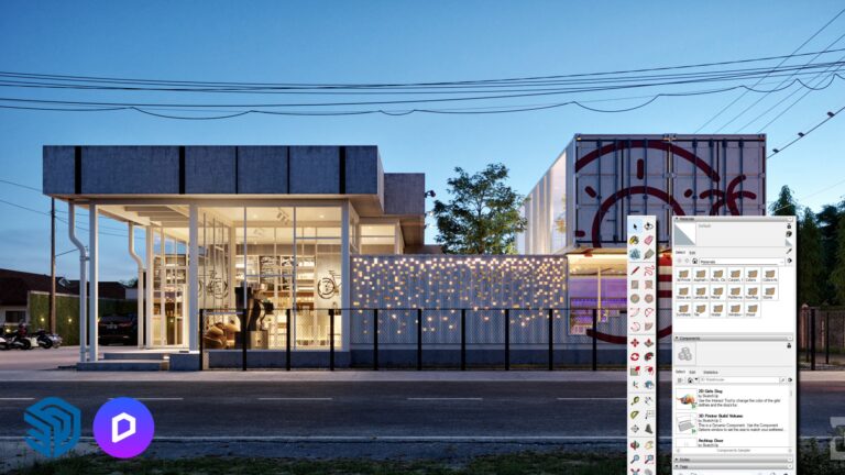 render exterior commercial space sketchup d5 render