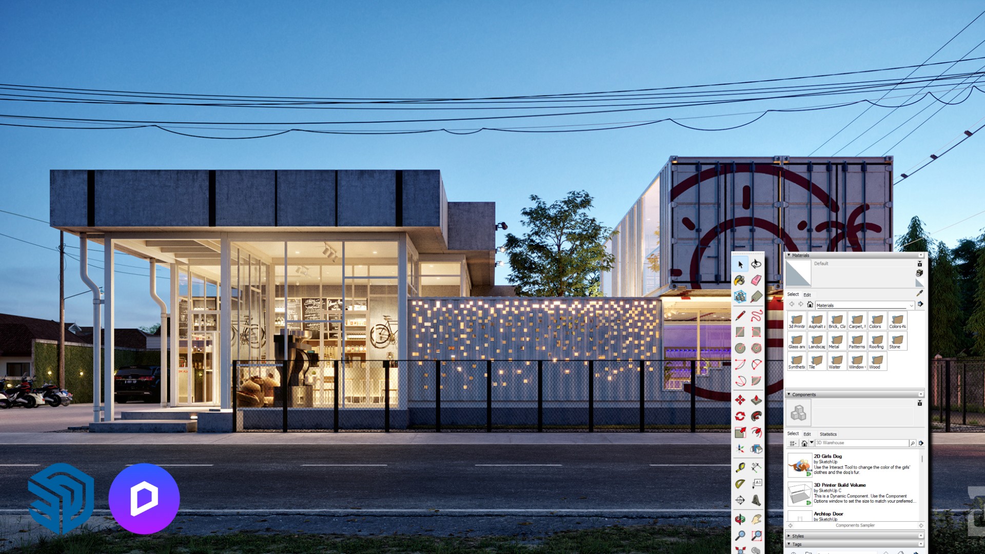 Render Exterior Commercial Space Sketchup & D5 Render